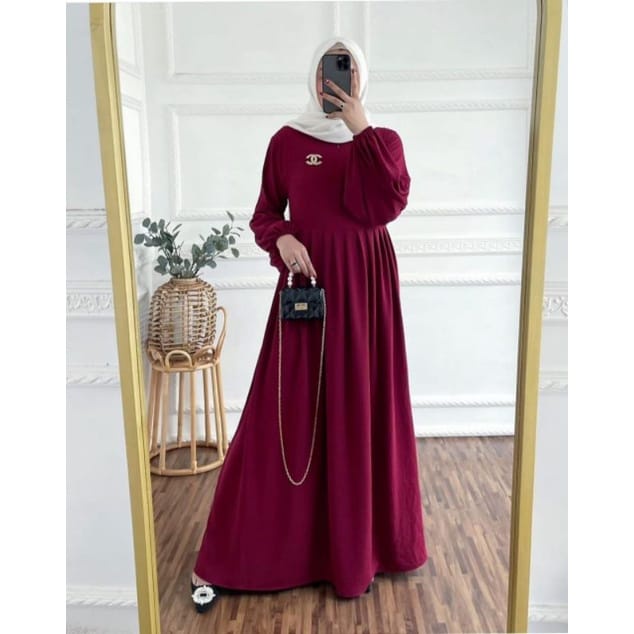 Hellen Gamis Crinkle Airflow Premium Dress Kondangan Simple Gamis Muslim