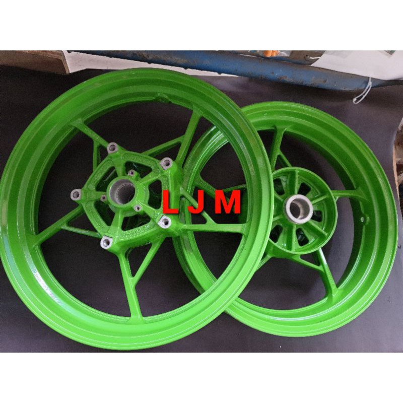 Velg Set Depan Belakang Kawasaki New Ninja 250 Ori Enkei Hijau