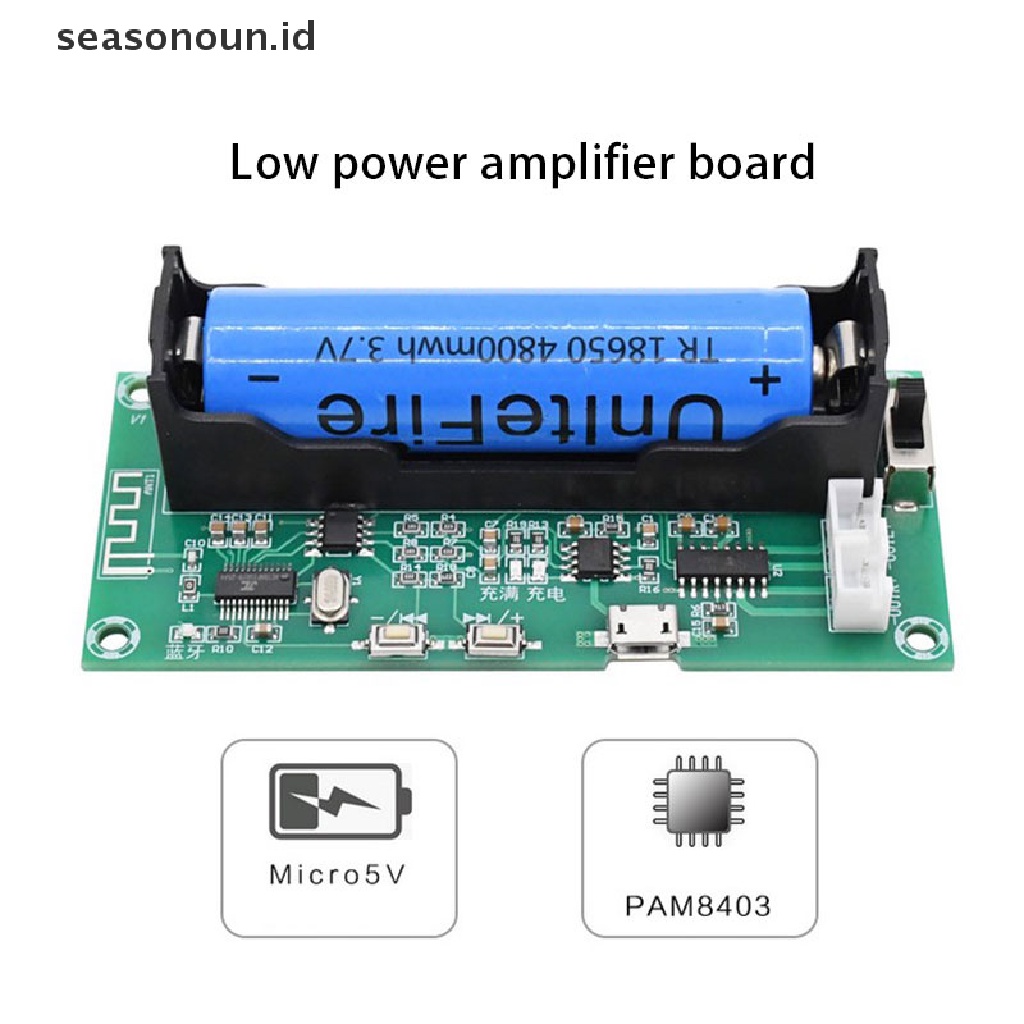 Papan Amplifier Bluetooth 5.0 Holder Baterai Lithium Dual Channel 2x3w &amp; 5W Stereo