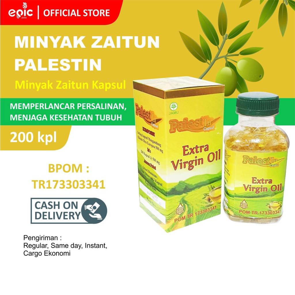 Epicpicks Minyak Zaitun Palestine Extra Virgin Olive Oil Asli untuk diminum Ibu Hamil 200 kapsul