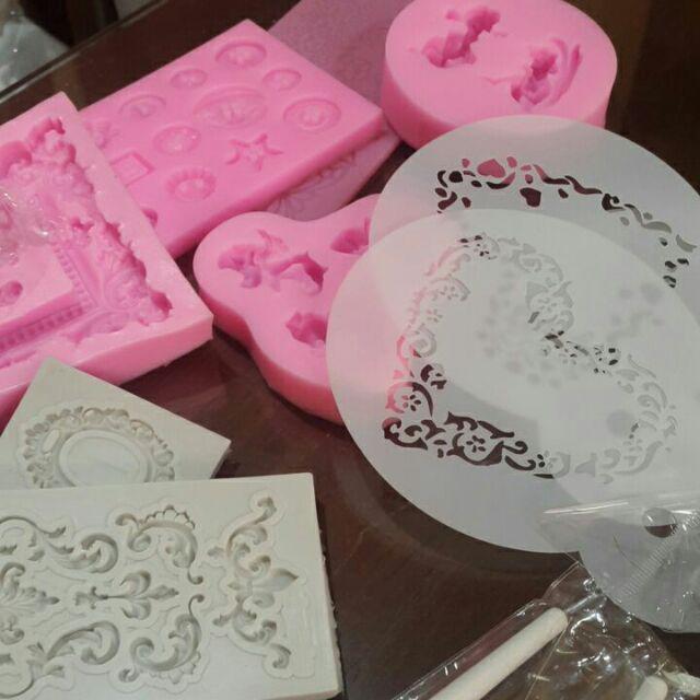 Cetakan Kue Bingkai Bunga Mawar Renda Silicone Rose Flower Lace Vintage Frame Cake Baking Mold
