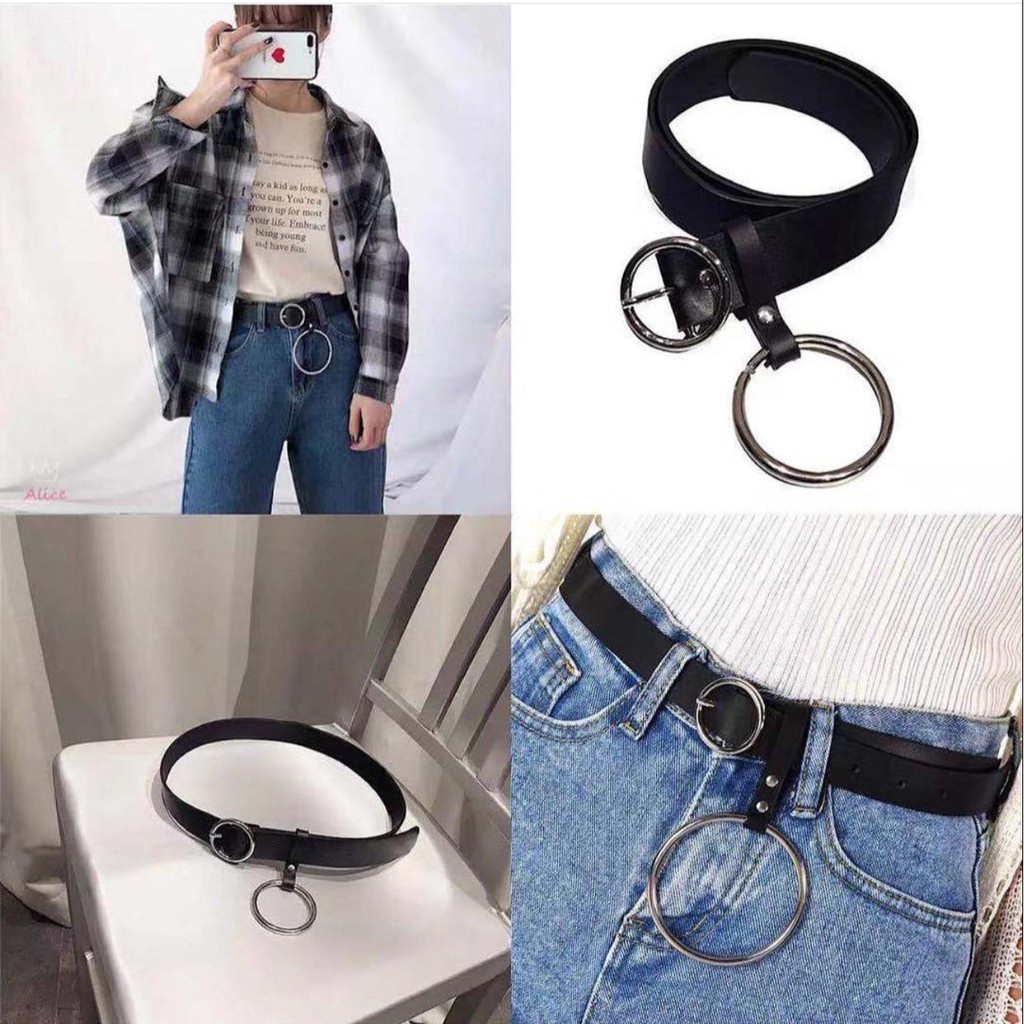 COD Gesper Korea Wanita Ring Belt Double Ring Sedang - Sabuk Kulit Ikat Pinggang 2 /Fashion KOREA St