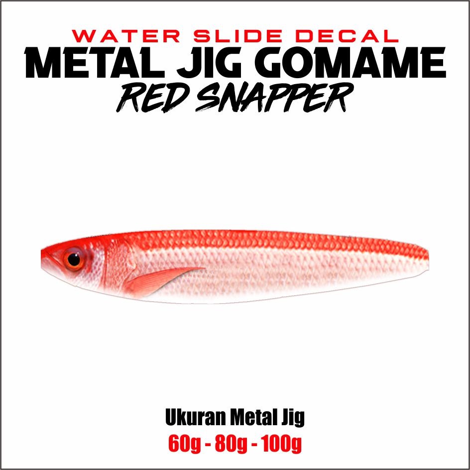 Gomame Red Snapper Water Slide Decal Metal Jig 60g 80g 100g