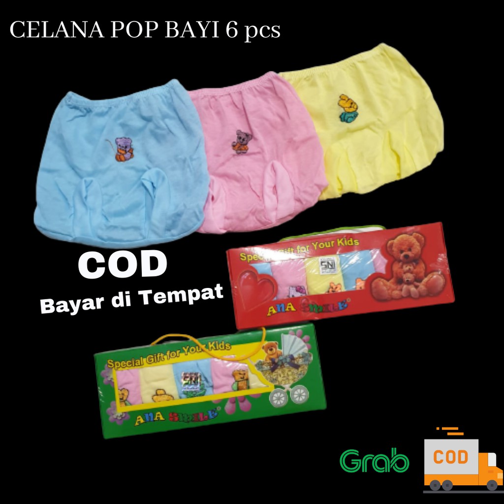 celana pop bayi isi 1/2 lusin celana pendek baby new born 0-6 bulan isi 6 pcs