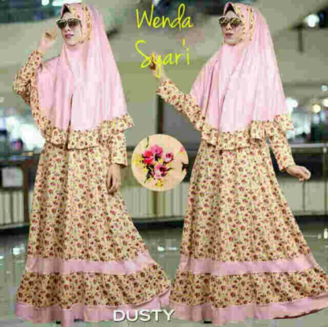 Wenda Syari Floral Bahan Bubble Pop / Fashion Muslim / Gamis Syari / COD