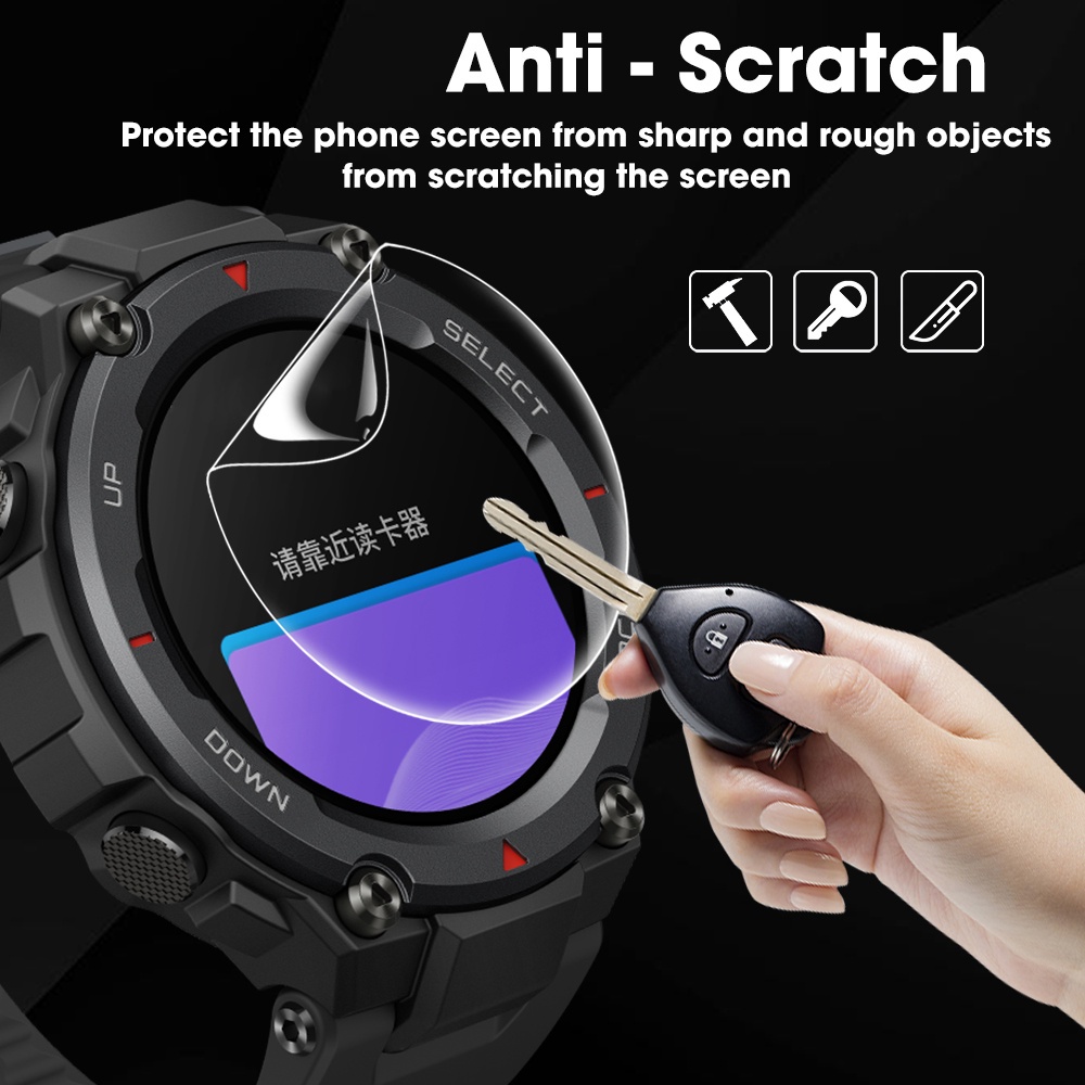 Film Pelindung Layar Hydrogel Transparan Anti Gores / Sidik Jari Ultra Slim Untuk Smartwatch Amazfit T-Rex Pro