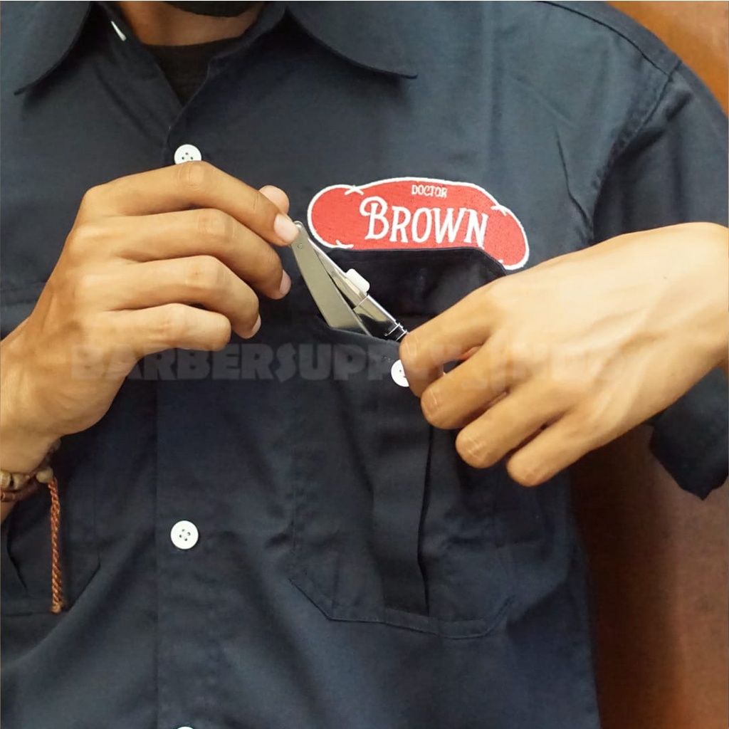 Doctor Brown Workshirt / Seragam / Baju Barber / Kemeja Pendek Pria