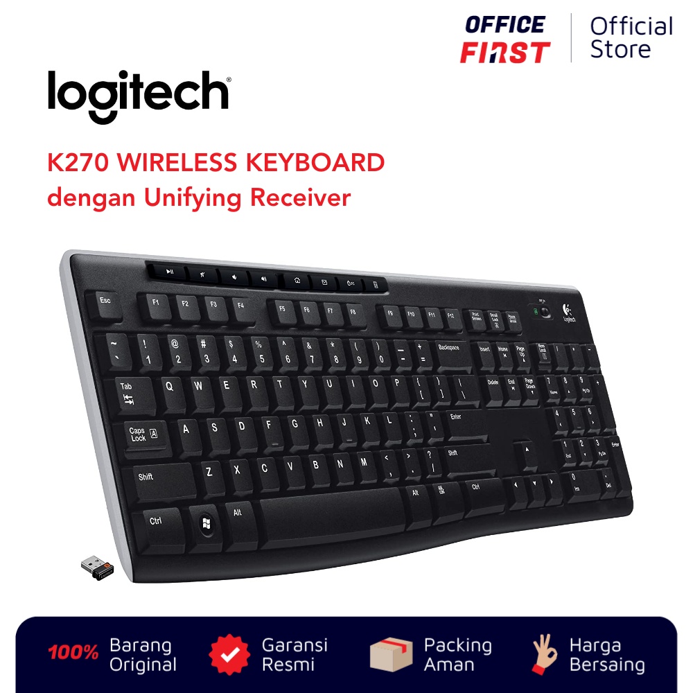 Logitech K270 Wireless Keyboard Full Size dengan Unifying Receiver