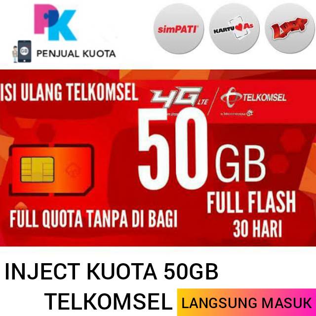 Inject Kuota 50gb Telkomsel Nasional Shopee Indonesia