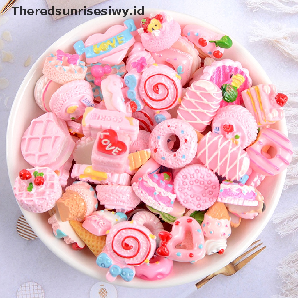 # Alat Rumah Tangga # 10pcs Aksesoris Resin Bentuk Kue Buah Permen Untuk Dekorasi Case Handphone