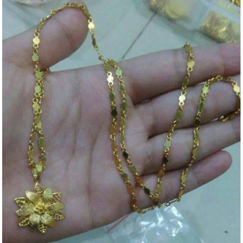 Kalung Biji lada + Liontin Bunga