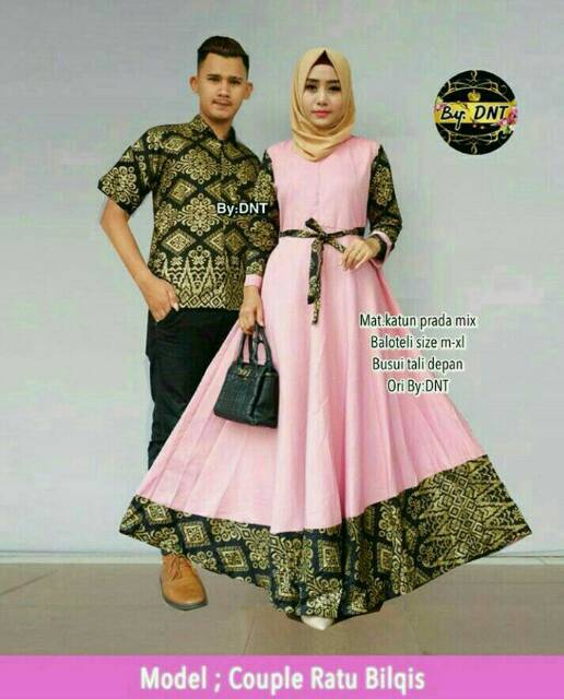 COUPLE BATIK RATU BILQIS MURAH /BATIK SARIMBIT MUSLIMAH MUSLIM SYAR'I ROK LEBAR MODEL GAMIS MURAH