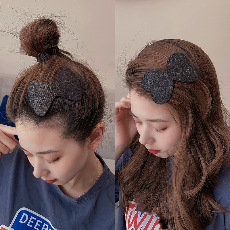 4pcs / Set Patch Rambut Warna Hitam Gaya Korea