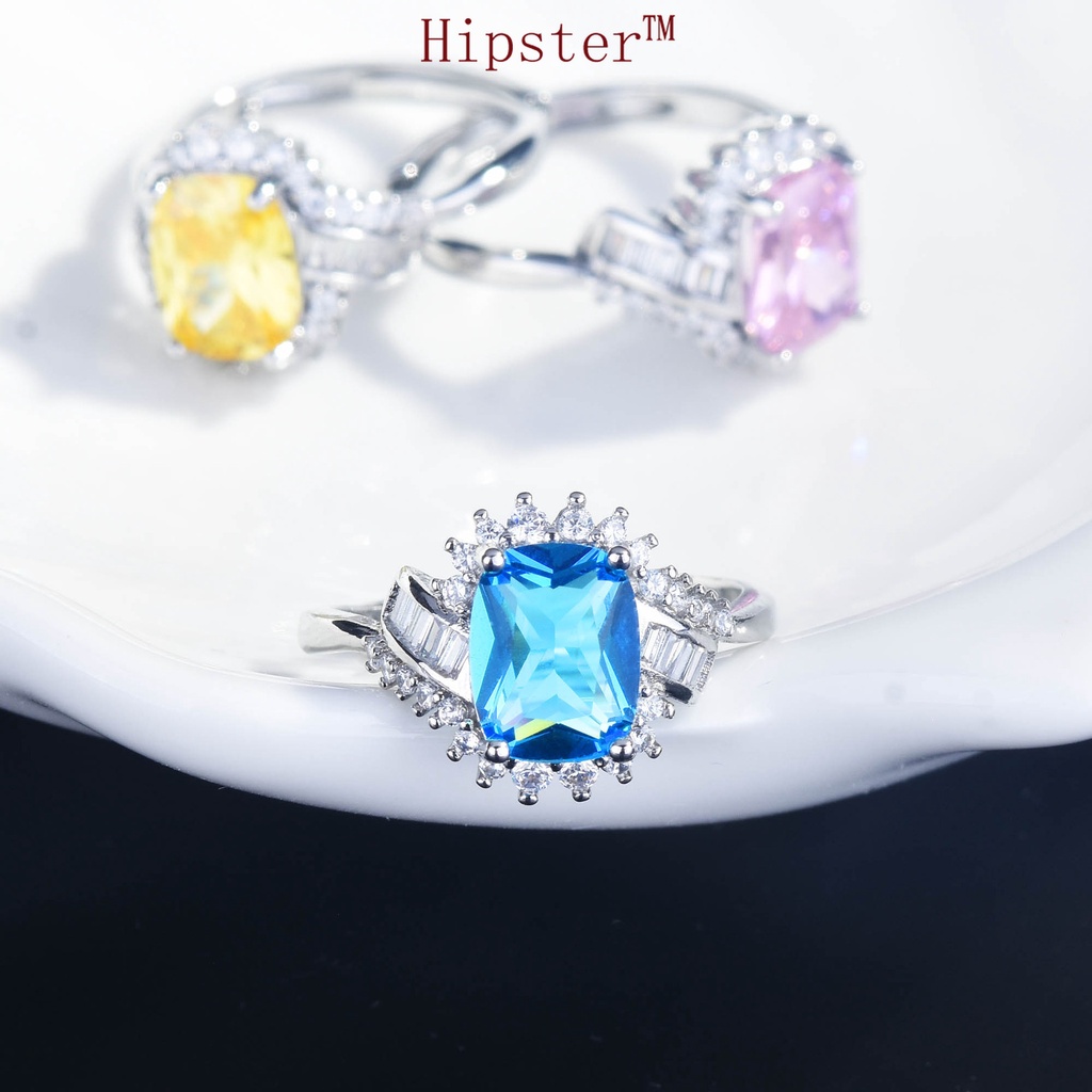 Cincin Berlian Sapphire Warna Pink Kuning Model Terbuka