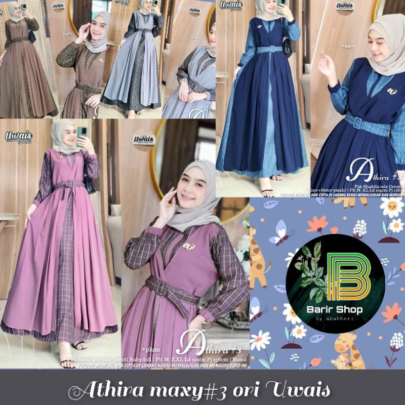 [Ready stok] Nilam maxy+ Athira 1 2 3 4 5 6+ Andin ori Uwais/ gamis kombinasi ceruty
