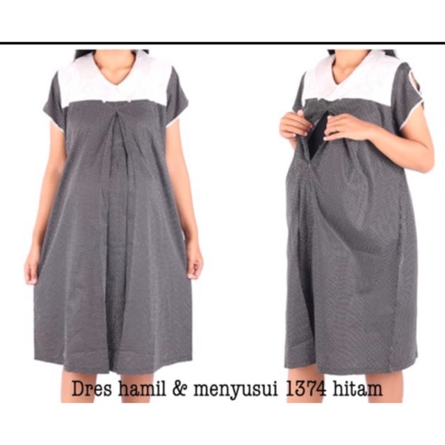 Dress hamil &amp; menyusui 1374 hitam