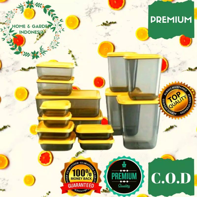 TOPLES CALISTA SET SMOKE 14PCS TEMPAT BUMBU MAKANAN TOPLES KULKAS TOPLES PLASTIK SET