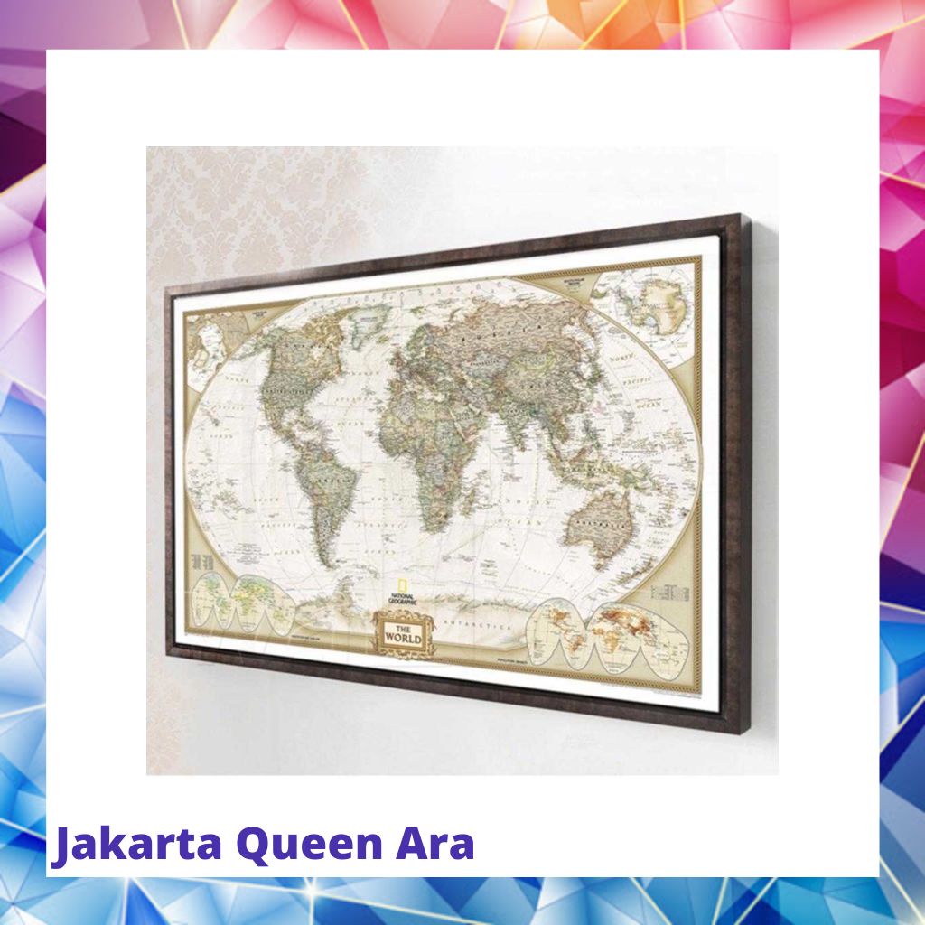 Poster Peta Dunia Large Vintage World Map 104 x 69 cm - N40