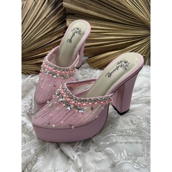 sepatu wedding wanita syantika pink tinggi 12cm tahu