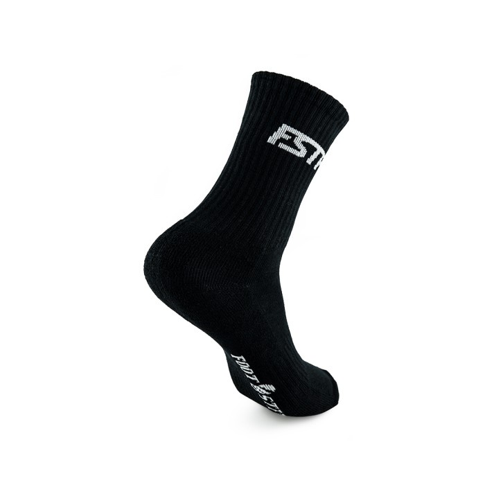 Kaos Kaki Fashion Hitam Putih Footstep Footwear - Bold Black Socks