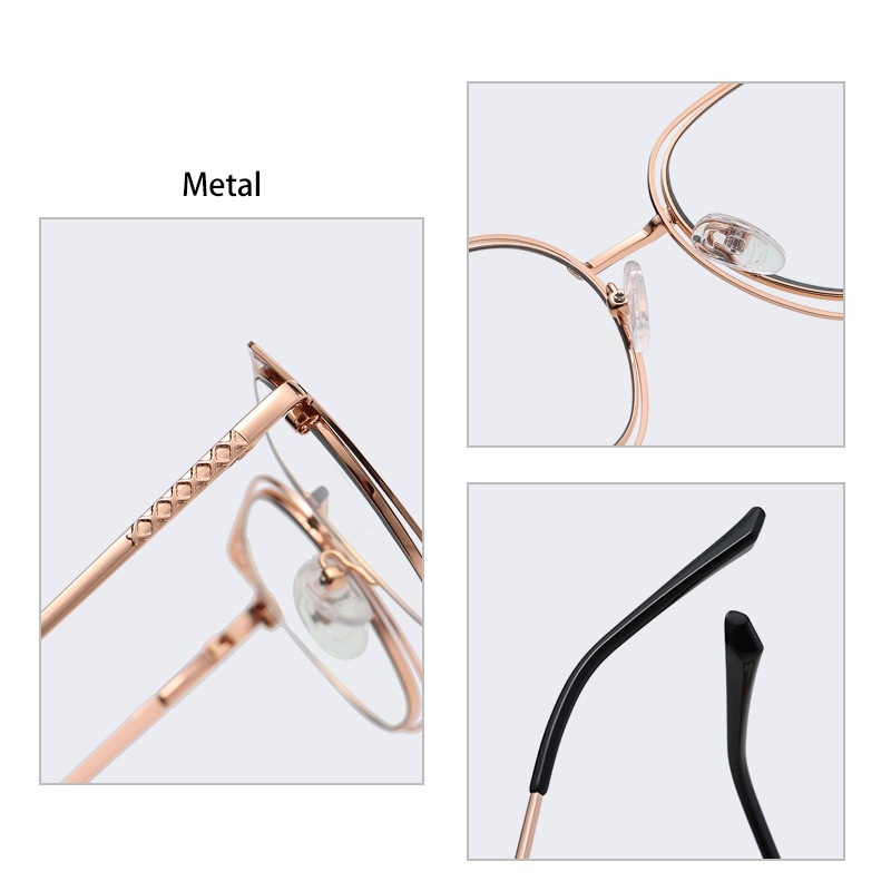 Kacamata Desain Mata Kucing Hollow Bahan Metal Untuk Wanita