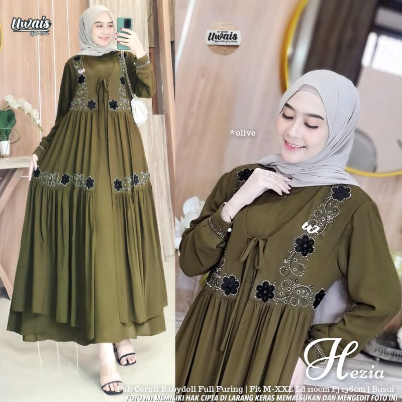 HEZIA 𝐁𝐢𝐬𝐚 𝐂𝐎𝐃 SUPER JUMBO L_XL_XXL_XXXL Gamis CERUTY bordil ORY-03