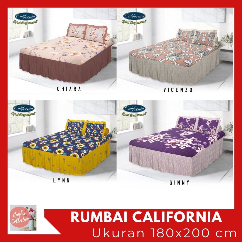 RC SPREI CALIFORNIA RUMBAI KING UKURAN 180X200 MOTIF DEWASA HARGA TERJANGKAU MOTIF ALASKA TIARA