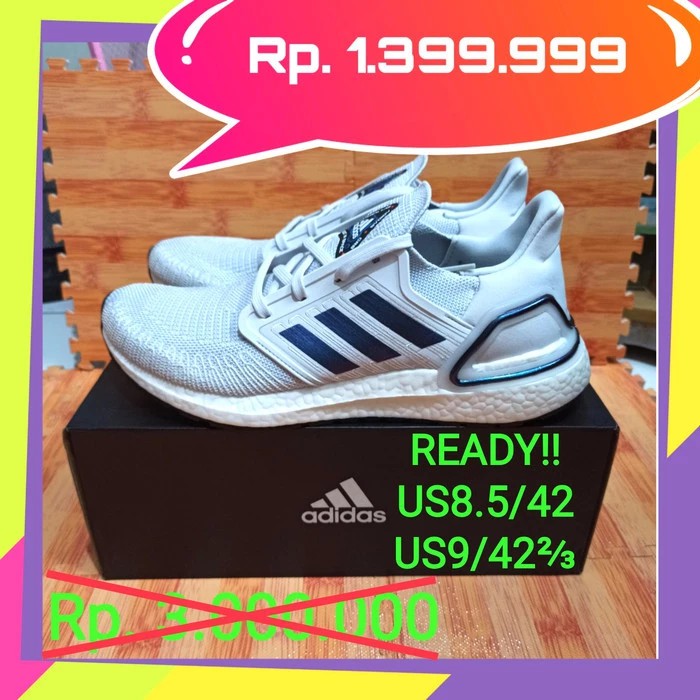 PROMO Original Authentic Sepatu Adidas UltraBoost 20 ISS Putih Abu