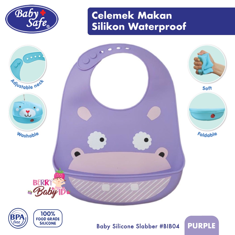 Baby Safe Silicone Bib Slabber Celemek Makan Bayi Silikon BIB04 BBS070 Berry Mart