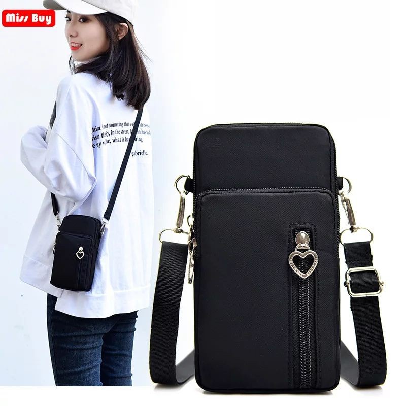 Charyatink - Pocket HP Tas Selempang Wanita Mini Heart Zipper Sling Bag Fashion Korea