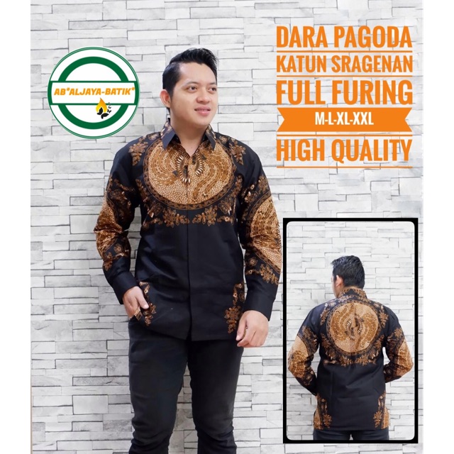 Kemeja Batik DARA PAGODA FULL FURING Katun Halus Sragenan Size M-XXL Asli Solo