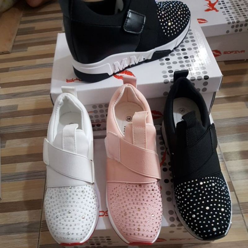 Sofiya sepatu wedges,putih#1931-18