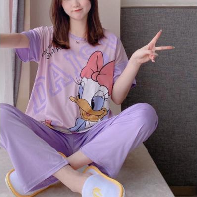 ☻ Piyama set perempuan lengan pendek motif / baju tidur lengan pendek - DAISY 1 ۞