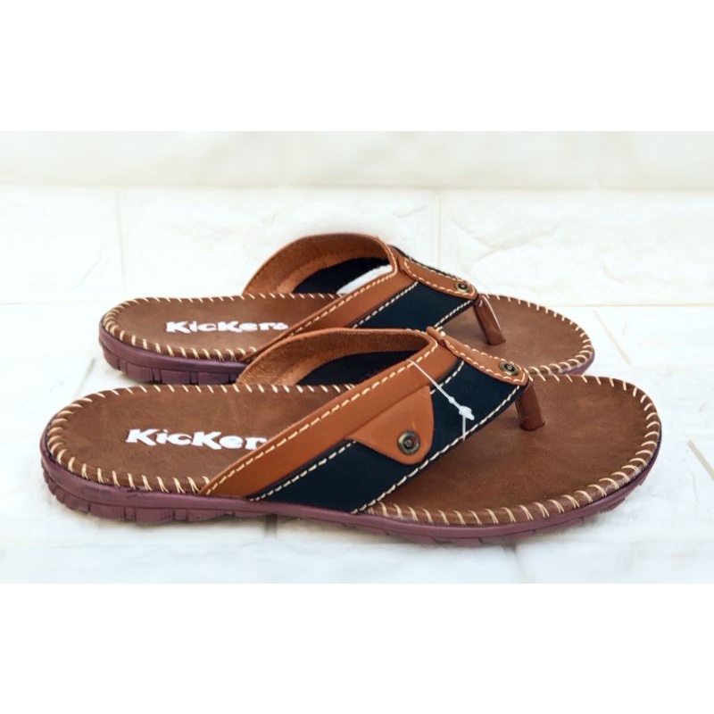 Sandal Pria Kulit Sintetis Kasual Sendal Cowok Terlaris