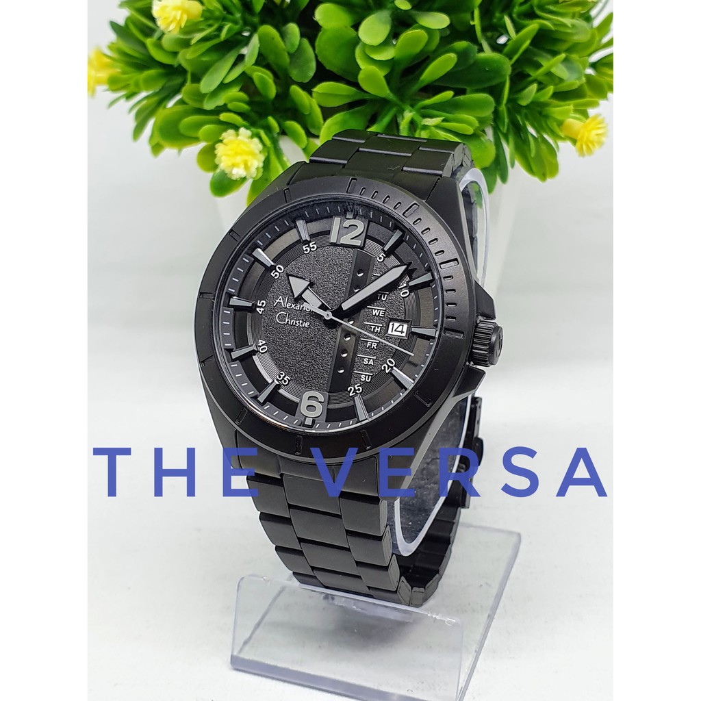 AC 6535 Alexandre Christie Jam Pria Rantai Full Black Original