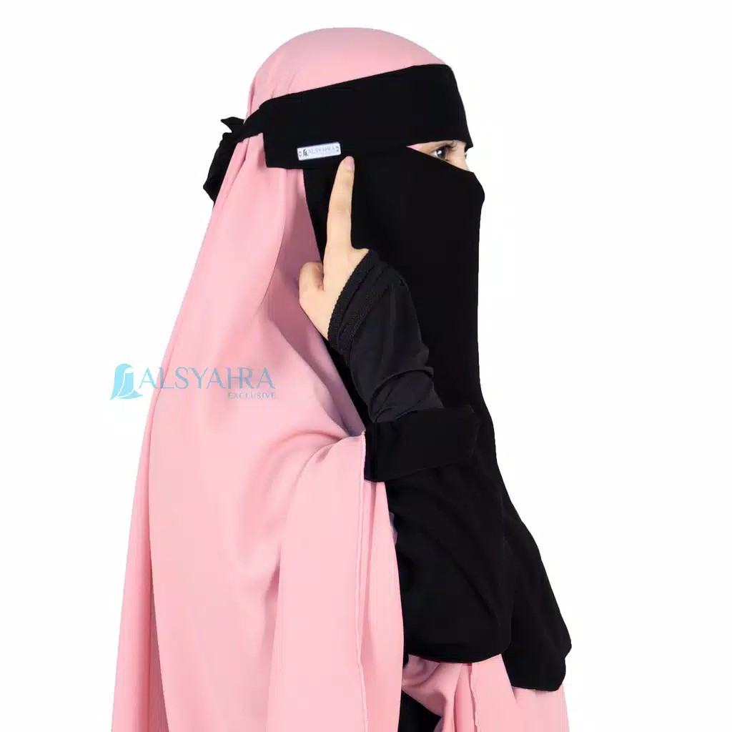 Alsyahra Exclusive Niqab Poni Sifon Silk Jetblack