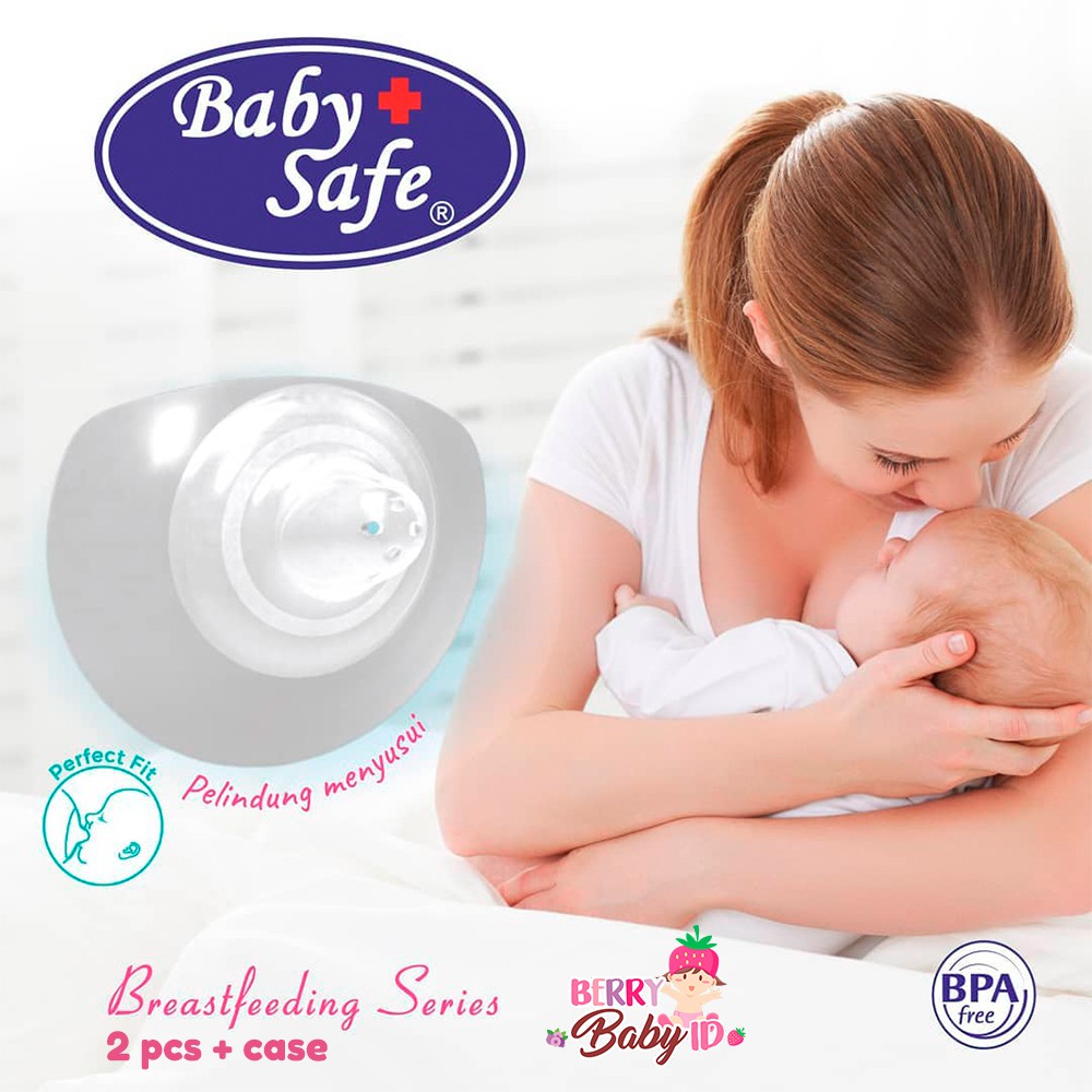 Baby Safe Breast Shields Pelindung Puting Ibu Menyusui 2 pc + case BPM04 Breast Shield Berry Mart