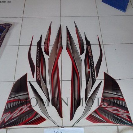 Stiker New Jupiter Mx 135 2012 merah hitam striping
