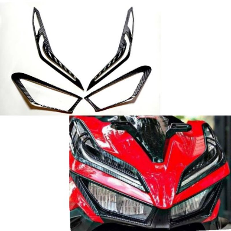 paket lis garnish lampu depan vario 150 tahun 2018 2019 2020 2021 carbon nemo