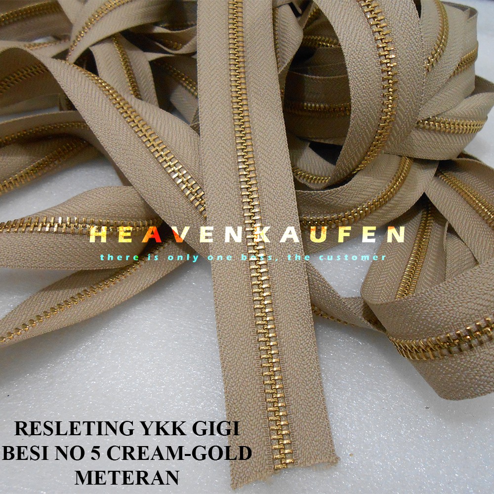 Resleting Gigi Besi YKK Cream - Emas/Gold No 5 Meteran