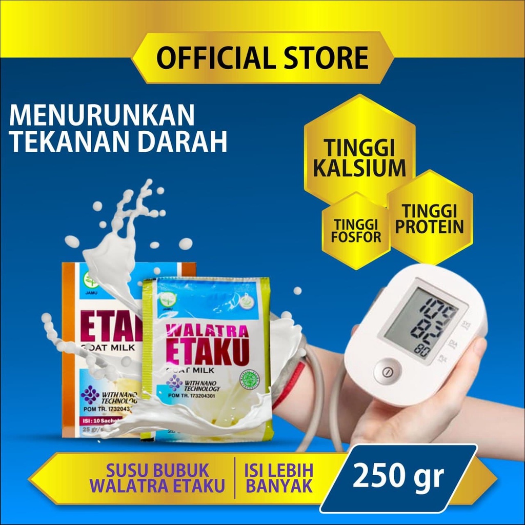

Walatra Etaku Susu Kambing Etawa Bubuk Menurunkan Tekanan Darah Obat Hipertensi Stroke Dan Mengobati Serangan Jantung Herbal Alami Isi 10 Sachet