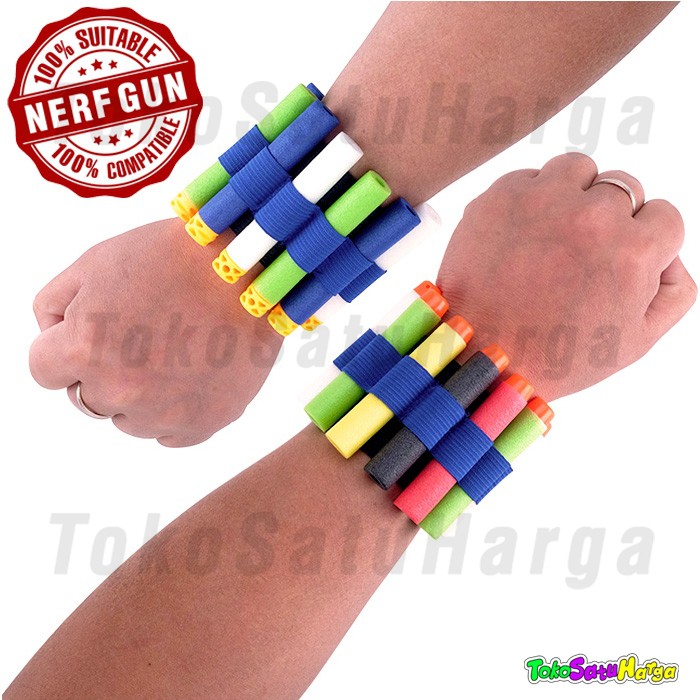 Gelang Ammo Tactical Nerf Wrist strap band Soft Bullet Peluru Busa