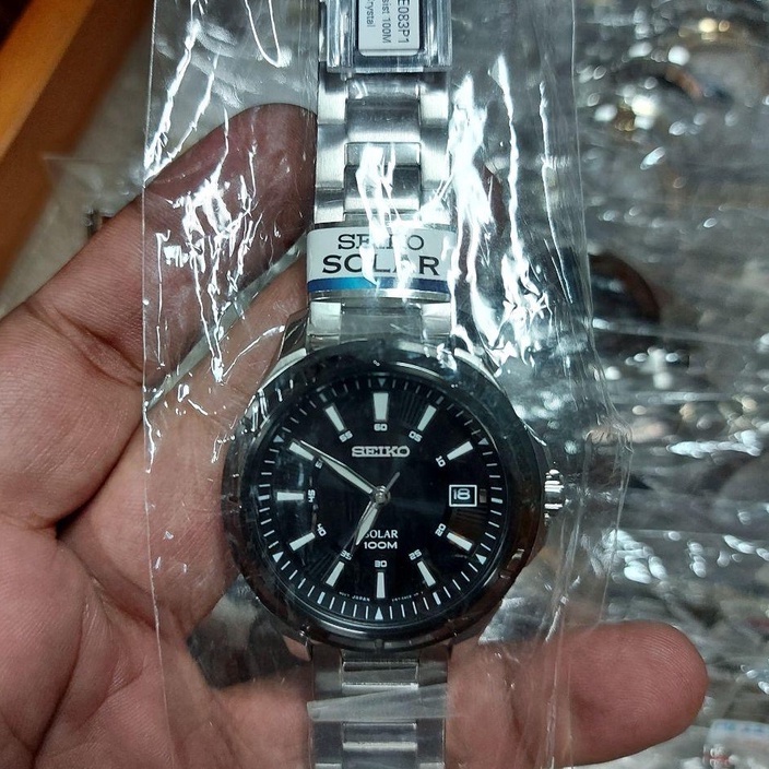 Seiko Criteria SNE083P1 Solar Black Bezel Dial - Jam Tangan Pria SNE083