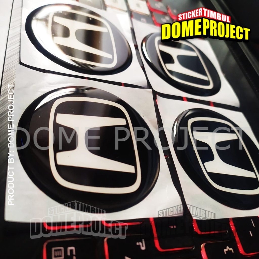 [PROMO BUY 3 GET 1] HONDA HITAM EMBLEM VELG MOBIL STIKER TUTUP DOP MOBIL TIMBUL LENTUR UKURAN 58MM