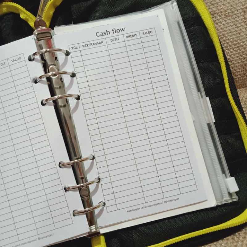 

isi binder A6 cashflow keuangan kas ziplock dompet keungan