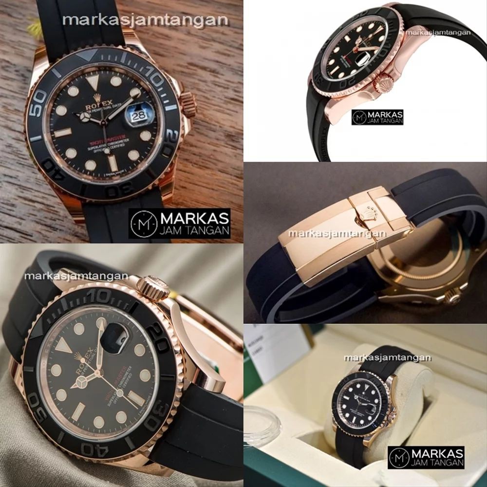 Jam Tangan Pria Rolex PREMIUM Yacht-Master Best Clone Automatic Rubber Watch include Box Rolex ORIGI