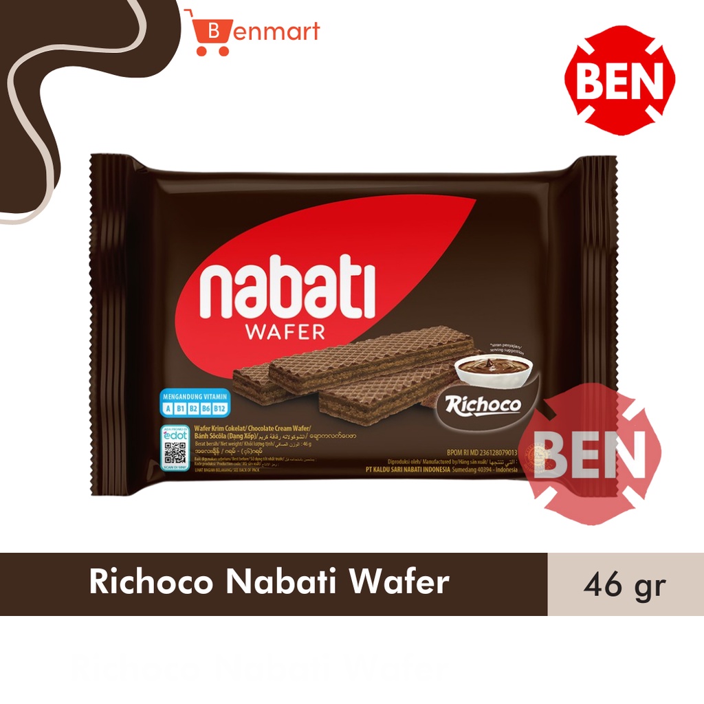 

Richoco Nabati Wafer 46g 46gr 46 g gr Coklat Chocolate 2000 50g 50gr