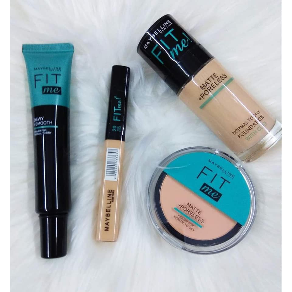 Maybeline Fit me set Foundation 4 in 1 / MakeUp Set  4 in 1 - Foundation + Bedak + Primer + Concealer