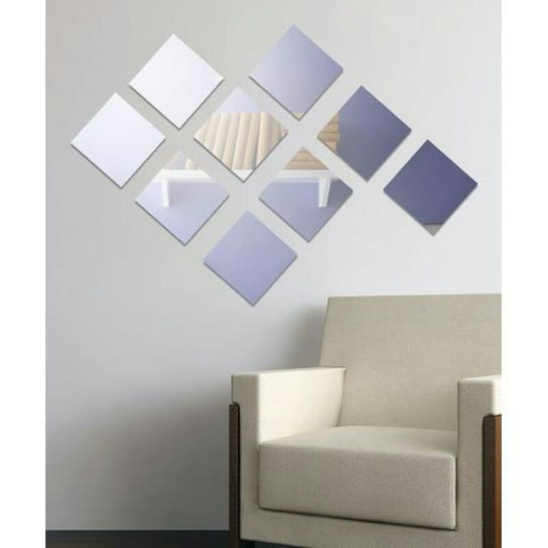Kaca Dinding Tempel Mirror Sticker DIY Kotak Square