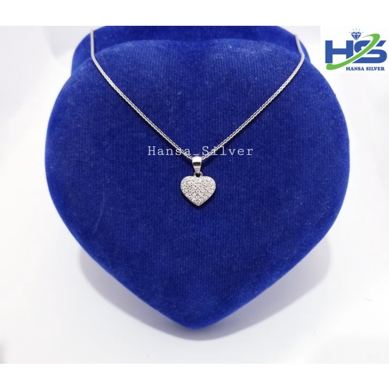 Kalung Perak Wanita Silver Asli 925 Lapis Emas Putih Model Italy Liontin Love - Perhiasan Perak Asli